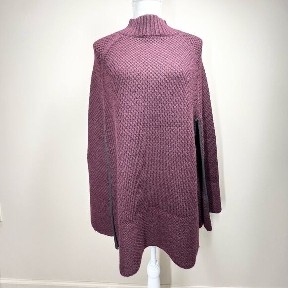 Lauren Ralph Lauren Cape Sweater Chunky Knit Mock Neck Poncho One Size - Picture 1 of 9